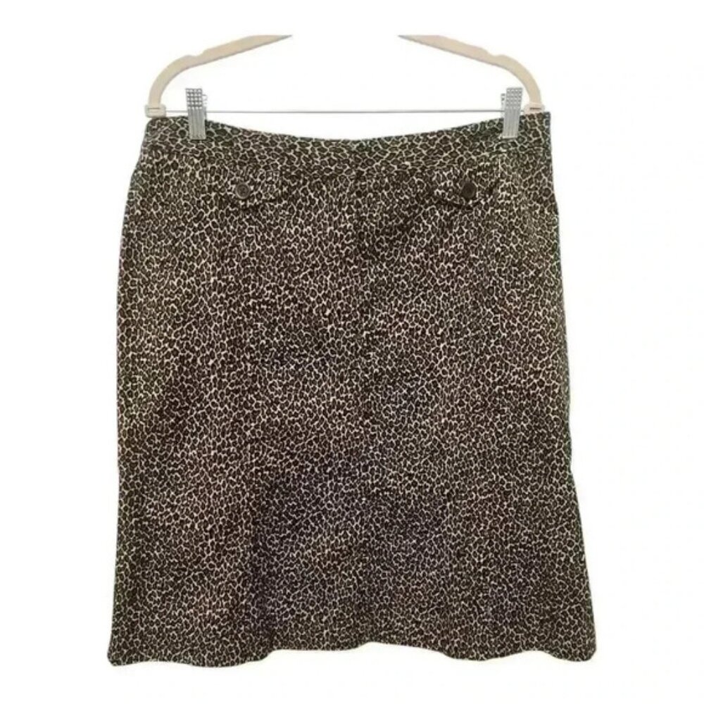 Talbots Brushed Corduroy Skirt Womens Size 16 Stretch Animal Print Vintage